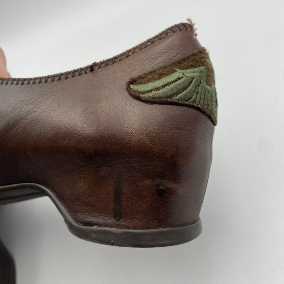 Hispanitas Shoes Women's Size 37 Brown Slip on Embroidered Leather Loafers 6.5-7 - Picture 7 of 8